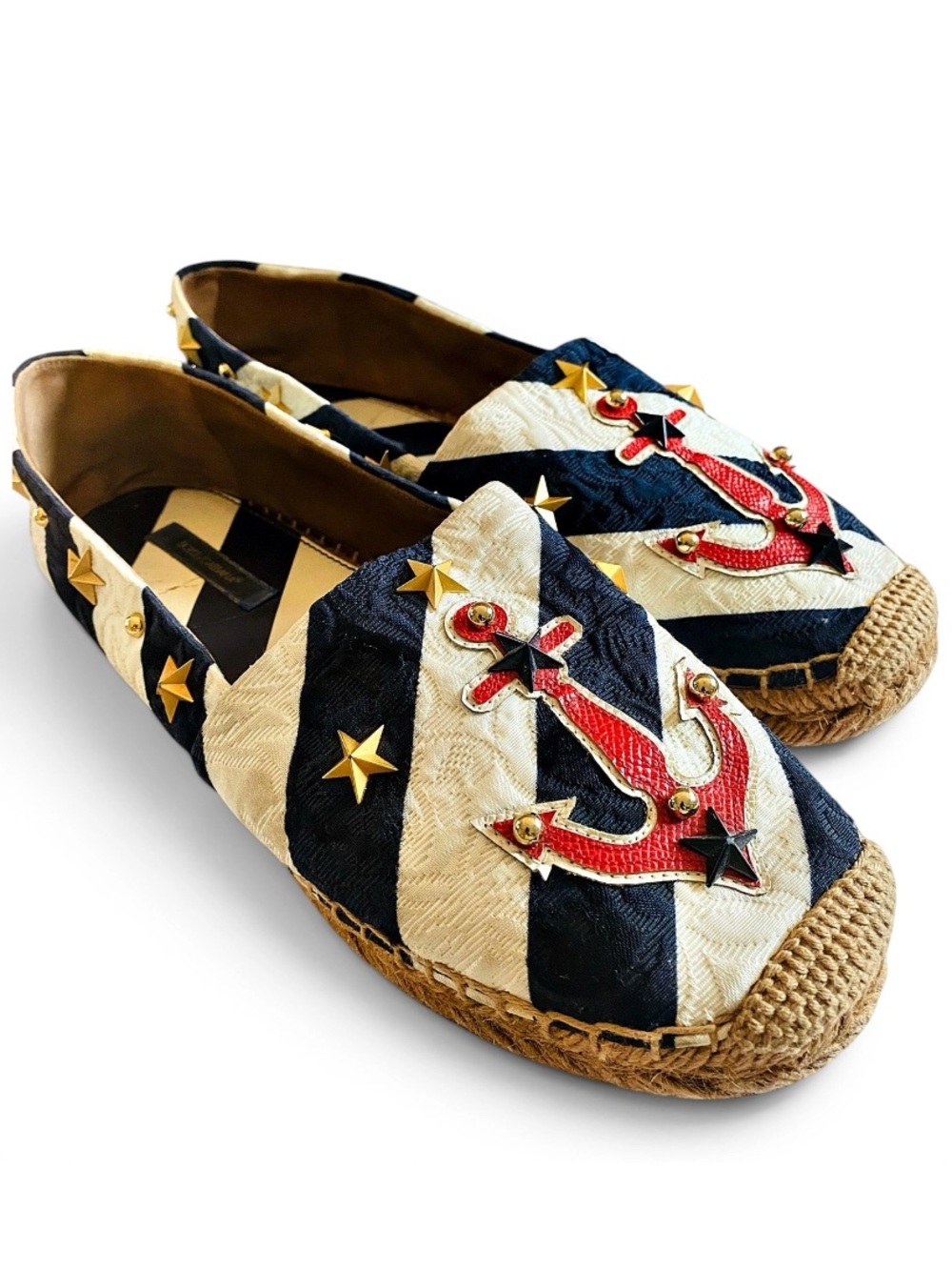 🛍️Dolce & Gabbana Authentic Brocade Fabric Stars & Stripes Espadrilles